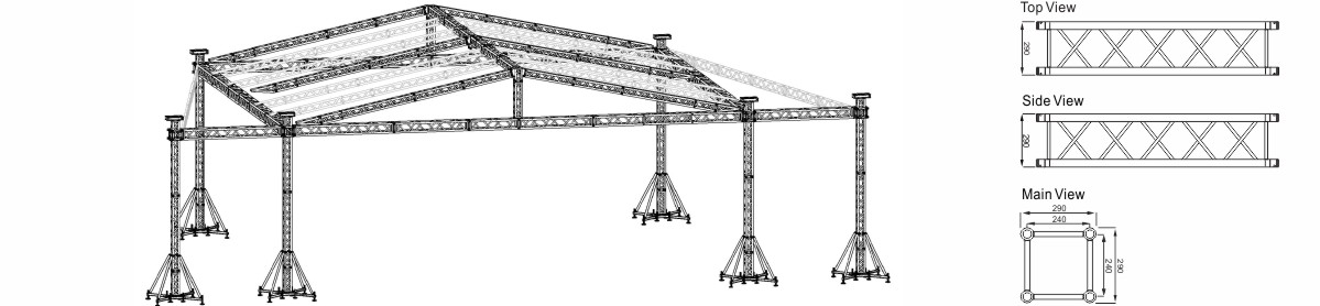 Diseño de proyectos de truss de iluminación cuadrada