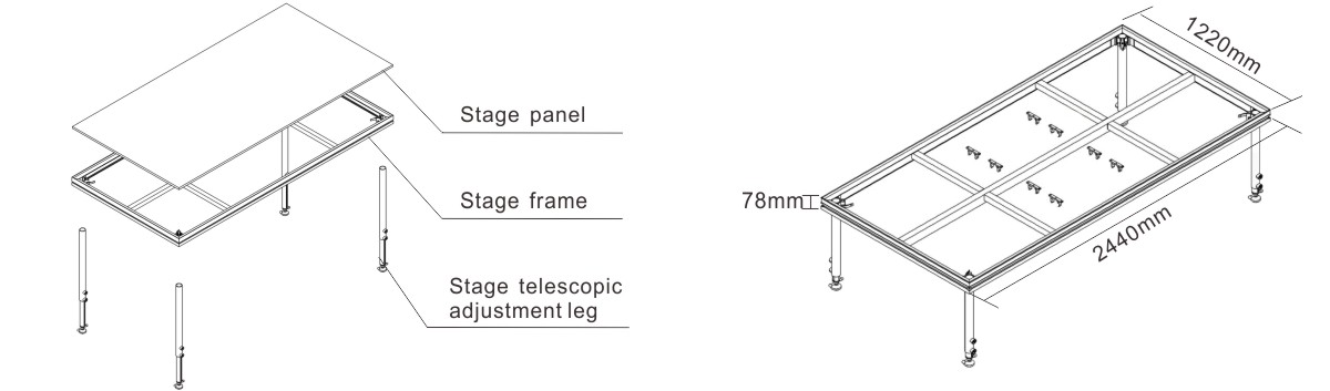 1,22*2,44 Портативная платформа Quick Stage